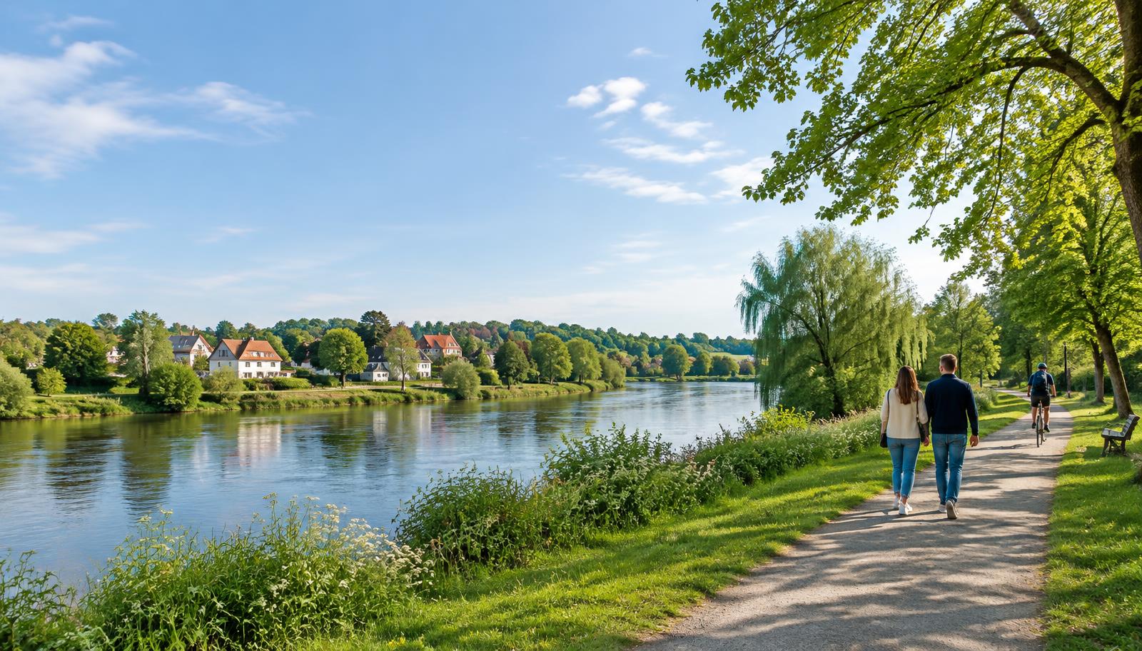 Poglądowy krajobraz miejscowości nad rzeką
